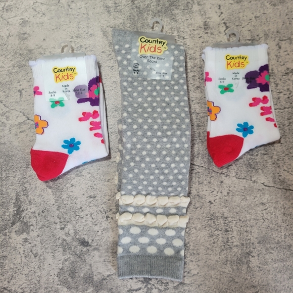 Country Kids Other - NWT Country Kids Organics Cotton Over the Knee Socks Floral 8-9 Shoe Size 12-6